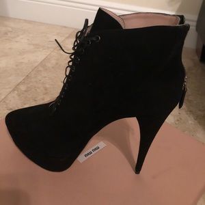 Brand New Miu Miu black suede booties